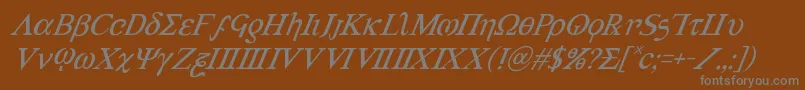 フォントAchilles3superital – 茶色の背景に灰色の文字