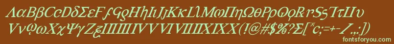 Achilles3superital-fontti – vihreät fontit ruskealla taustalla