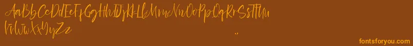Exotico Demo-Schriftart – Orangefarbene Schriften auf braunem Hintergrund