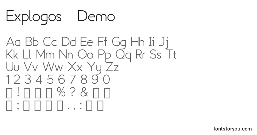 Schriftart Explogos   Demo – Alphabet, Zahlen, spezielle Symbole
