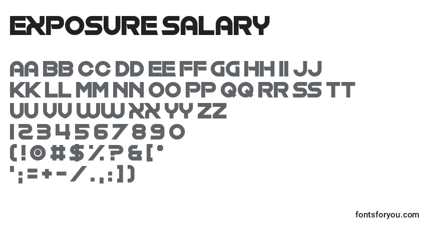 A fonte Exposure Salary – alfabeto, números, caracteres especiais