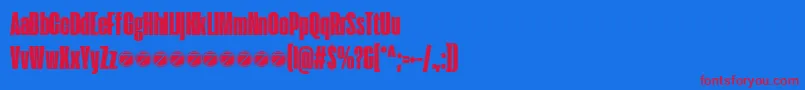 Extenda 40 Hecto trial-Schriftart – Rote Schriften auf blauem Hintergrund