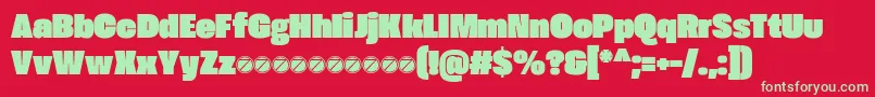 フォントExtenda 80 Peta trial – 赤い背景に緑の文字