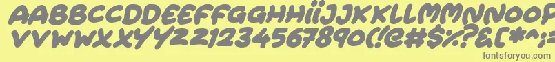 Extra Fruity Italic-Schriftart – Graue Schriften auf gelbem Hintergrund
