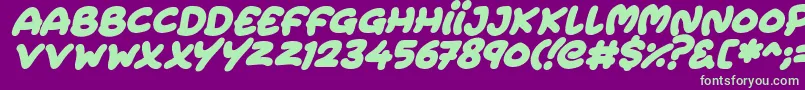 Extra Fruity Italic-fontti – vihreät fontit violetilla taustalla