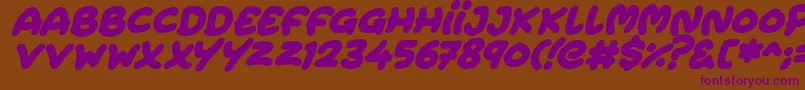 Czcionka Extra Fruity Italic – fioletowe czcionki na brązowym tle