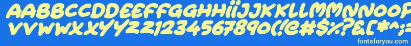 Extra Fruity Italic Font – Yellow Fonts on Blue Background