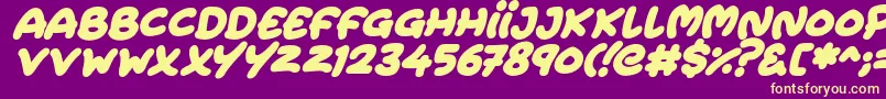 Fonte Extra Fruity Italic – fontes amarelas em um fundo roxo