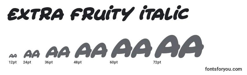 Размеры шрифта Extra Fruity Italic (126255)