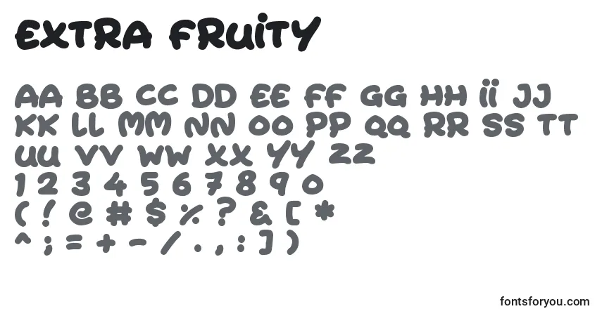 A fonte Extra Fruity – alfabeto, números, caracteres especiais