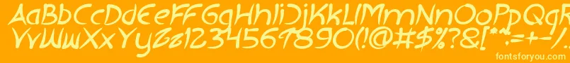 フォントEXTRA HOT Bold Italic – オレンジの背景に黄色の文字