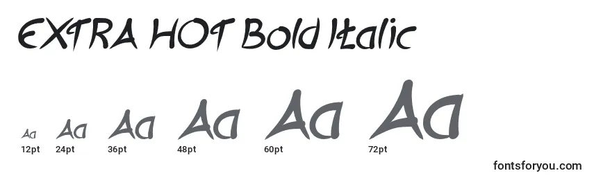 EXTRA HOT Bold Italic-fontin koot