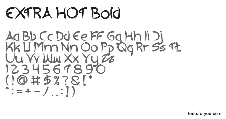 Шрифт EXTRA HOT Bold – алфавит, цифры, специальные символы