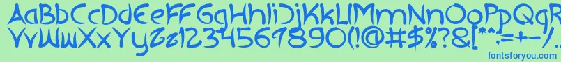 フォントEXTRA HOT Bold – 青い文字は緑の背景です。