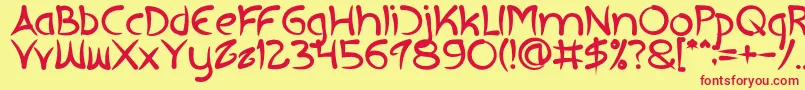 EXTRA HOT Bold-Schriftart – Rote Schriften auf gelbem Hintergrund
