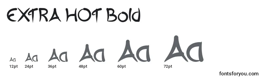 Размеры шрифта EXTRA HOT Bold