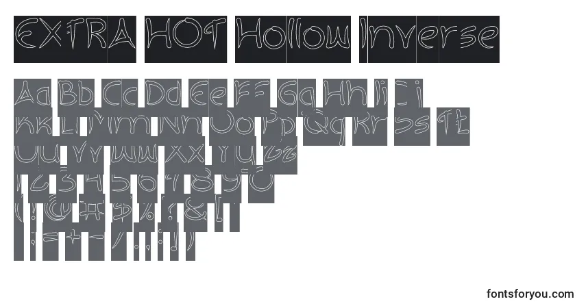 A fonte EXTRA HOT Hollow Inverse – alfabeto, números, caracteres especiais