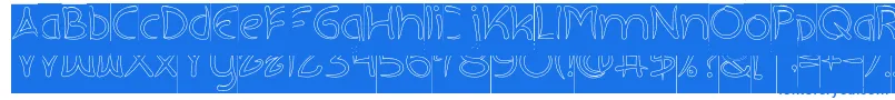 EXTRA HOT Hollow Inverse-Schriftart – Blaue Schriften auf weißem Hintergrund