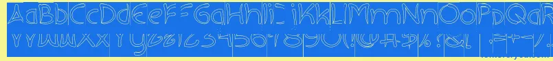 EXTRA HOT Hollow Inverse-Schriftart – Blaue Schriften auf gelbem Hintergrund