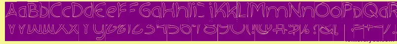 フォントEXTRA HOT Hollow Inverse – 紫色のフォント、黄色の背景