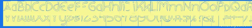 フォントEXTRA HOT Hollow Inverse – 黄色の文字、青い背景