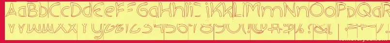 EXTRA HOT Hollow Inverse-fontti – keltaiset fontit punaisella taustalla
