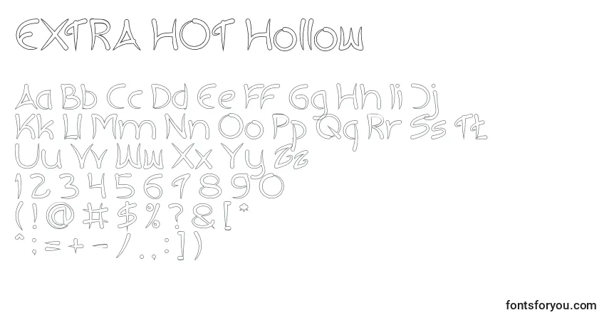 EXTRA HOT Hollow-fontti – aakkoset, numerot, erikoismerkit