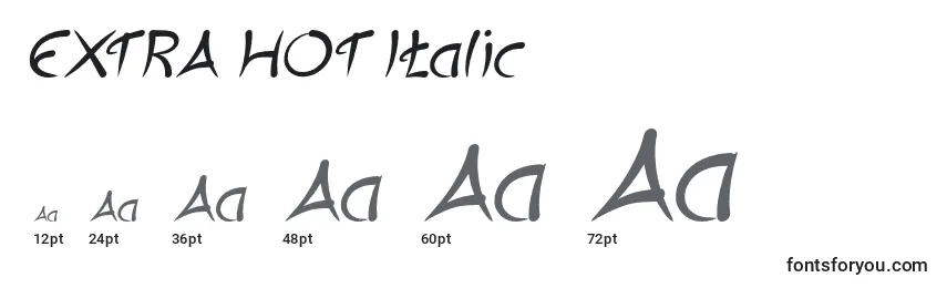 Размеры шрифта EXTRA HOT Italic