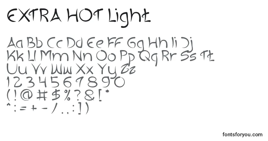 Шрифт EXTRA HOT Light – алфавит, цифры, специальные символы