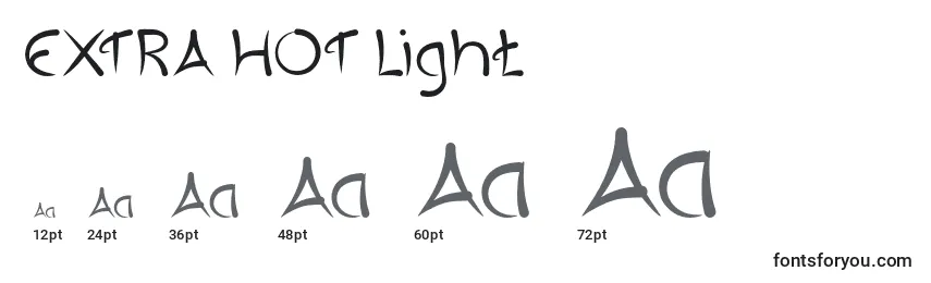 Размеры шрифта EXTRA HOT Light