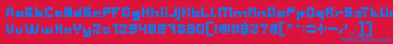 フォントEXTRA MACHINE – 赤い背景に青い文字