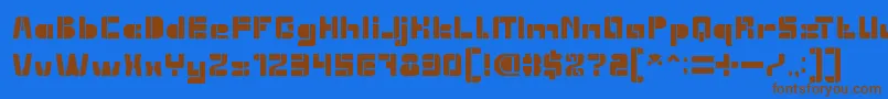 フォントEXTRA MACHINE – 茶色の文字が青い背景にあります。