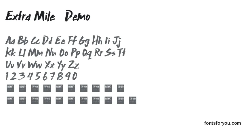 Schriftart Extra Mile   Demo – Alphabet, Zahlen, spezielle Symbole
