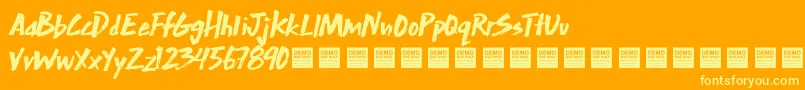 Czcionka Extra Mile   Demo – żółte czcionki na pomarańczowym tle