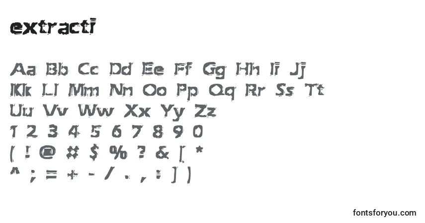 Czcionka Extracti (126269) – alfabet, cyfry, specjalne znaki