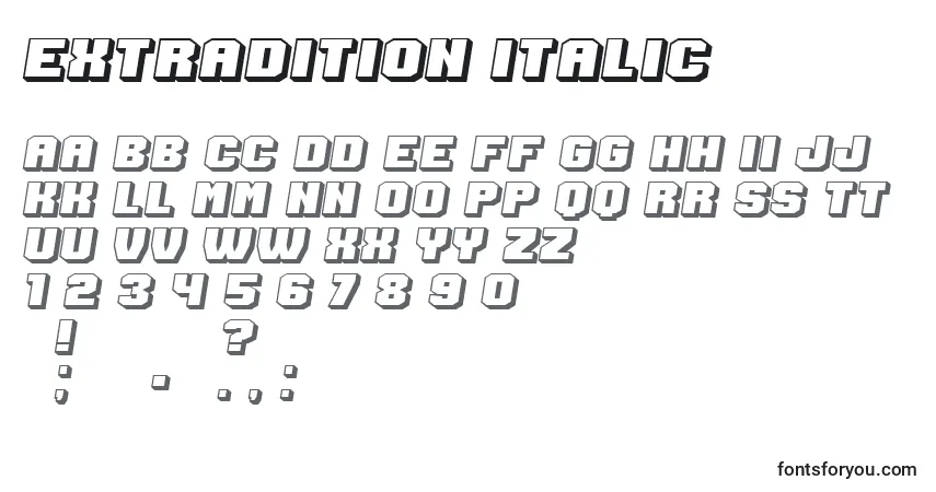 Extradition Italic Font – alphabet, numbers, special characters