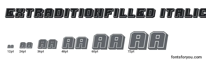 Размеры шрифта ExtraditionFilled Italic