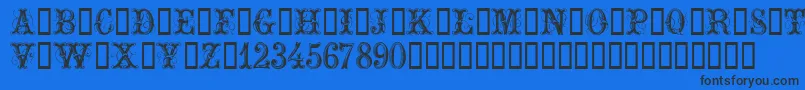 フォントExtraOrnamentalNo2 – 黒い文字の青い背景