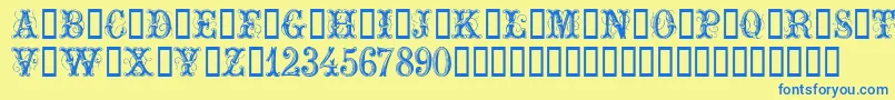 ExtraOrnamentalNo2 Font – Blue Fonts on Yellow Background