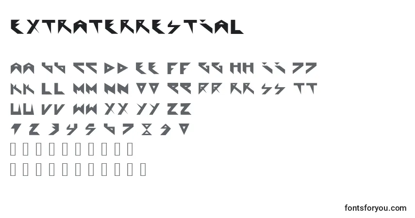 Schriftart Extraterrestial – Alphabet, Zahlen, spezielle Symbole