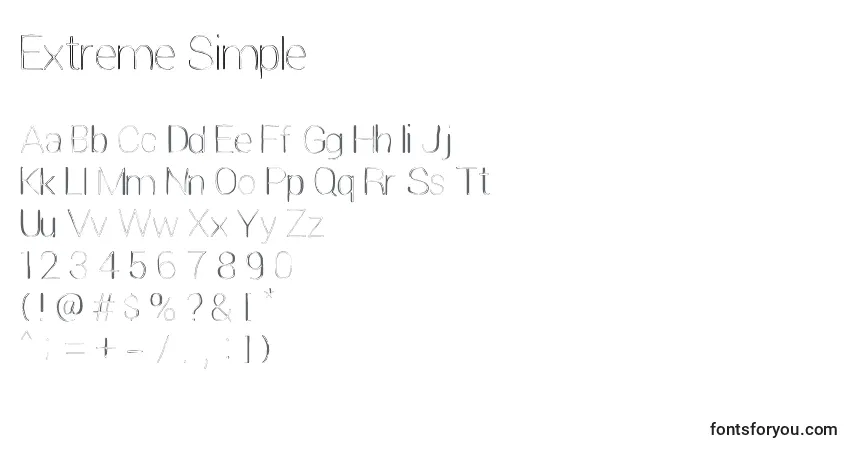 A fonte Extreme Simple – alfabeto, números, caracteres especiais