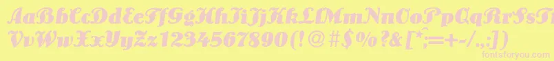 LouisBolditalic Font – Pink Fonts on Yellow Background