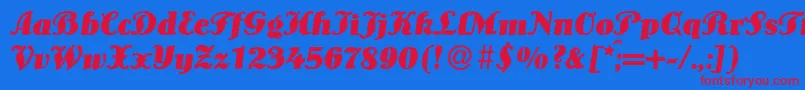 LouisBolditalic Font – Red Fonts on Blue Background