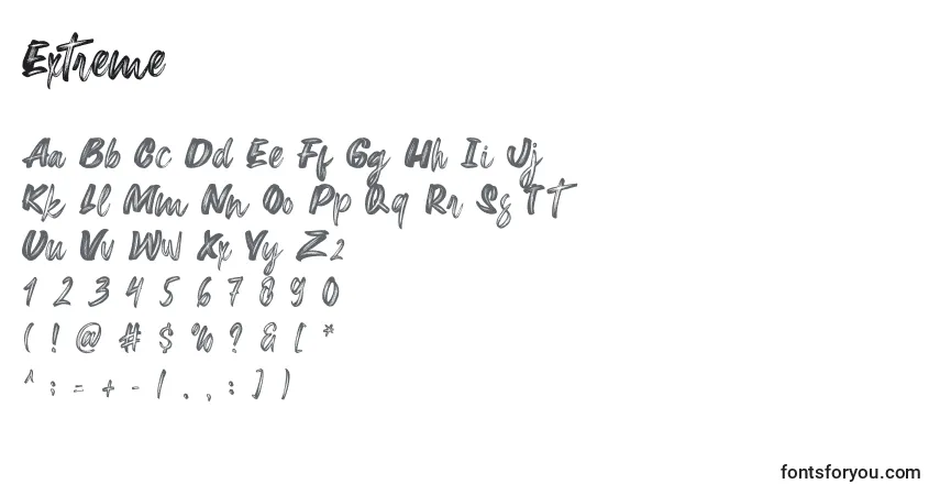 A fonte Extreme (126280) – alfabeto, números, caracteres especiais