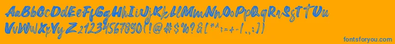 Extreme-Schriftart – Blaue Schriften auf orangefarbenem Hintergrund