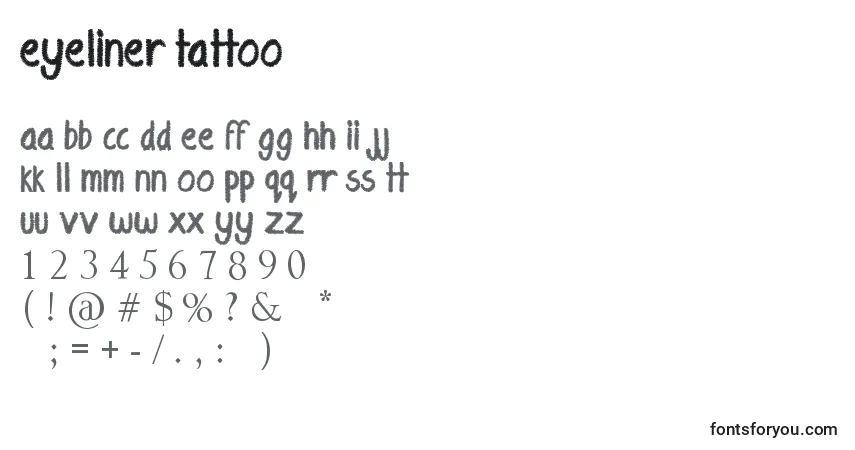 Schriftart Eyeliner Tattoo – Alphabet, Zahlen, spezielle Symbole