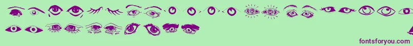 Eyes-Schriftart – Violette Schriften auf grünem Hintergrund