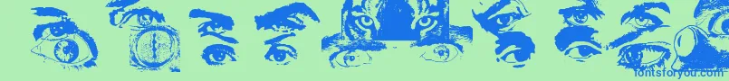 Czcionka EYESPY – niebieskie czcionki na zielonym tle