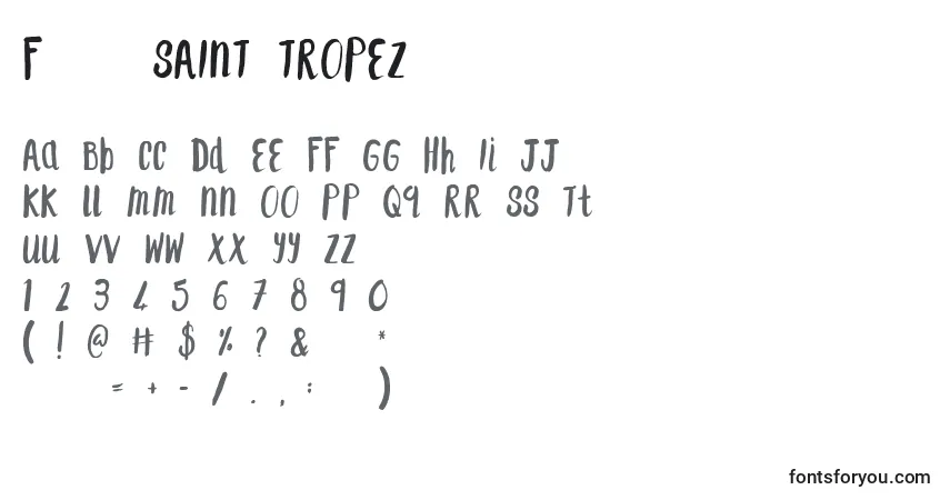 A fonte F    SAINT TROPEZ – alfabeto, números, caracteres especiais