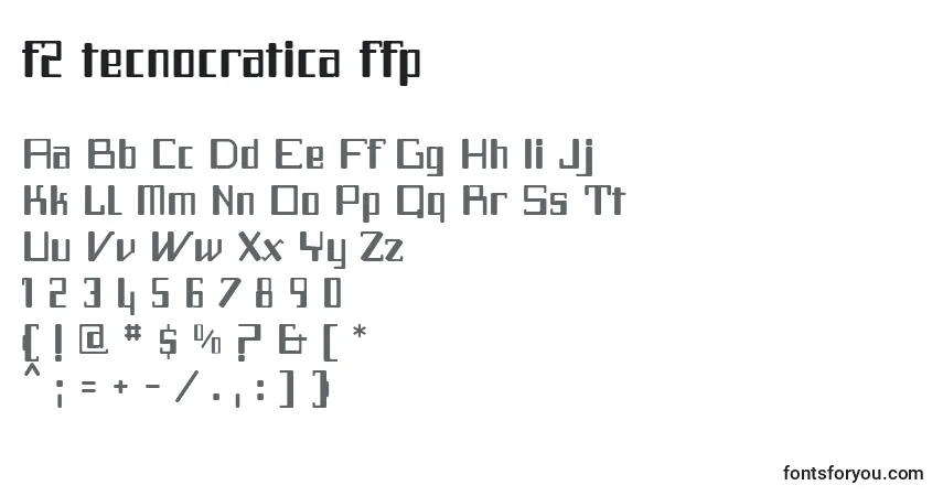 Fuente F2 tecnocratica ffp - alfabeto, números, caracteres especiales